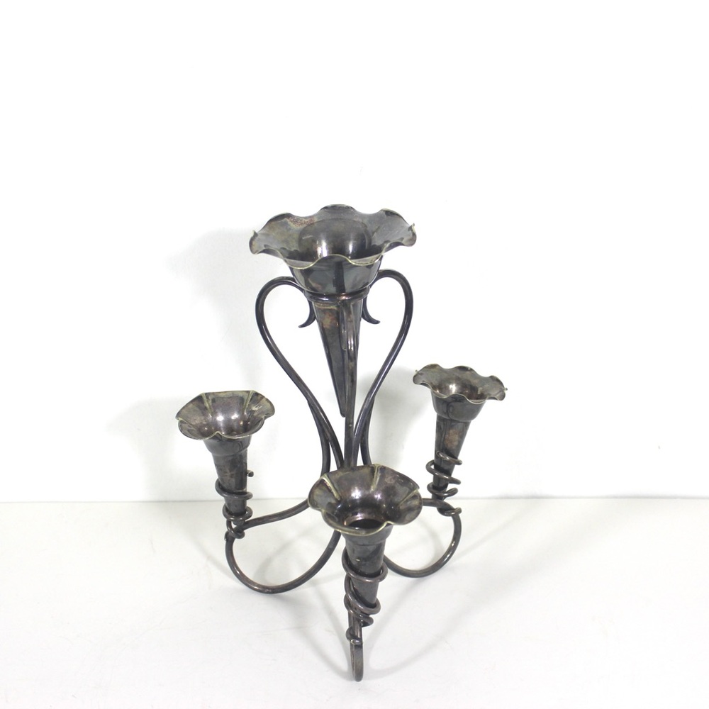 Vintage Edwardian Silver Plated Epergne Flower Vase with Removable Cones